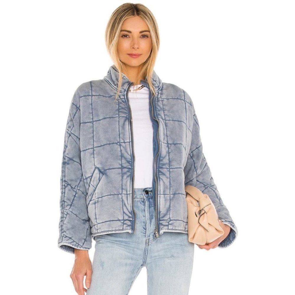 Free People Quilted Dolman Jacket in Turquoise Blue NWT - Picture 1 of 6